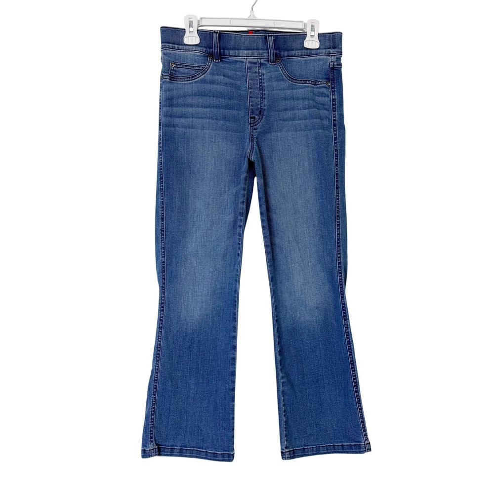 Spanx Pull On Kick Flare Jeans Women's Large Stretch Cropped Slimming